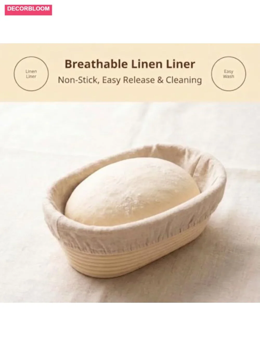 Bread Proofing Basket Set - Rattan Banneton with Lame, Whisk, Scraper